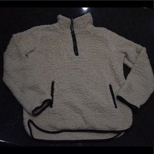 White sherpa women half zip jacket